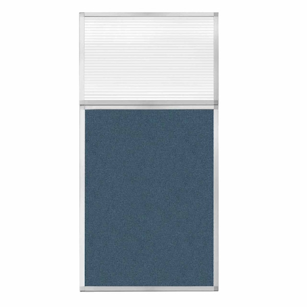 Hush Panel Configurable Cubicle Partition 3' x 6' W/ Window Caribbean Fabric Clear Fluted Window
